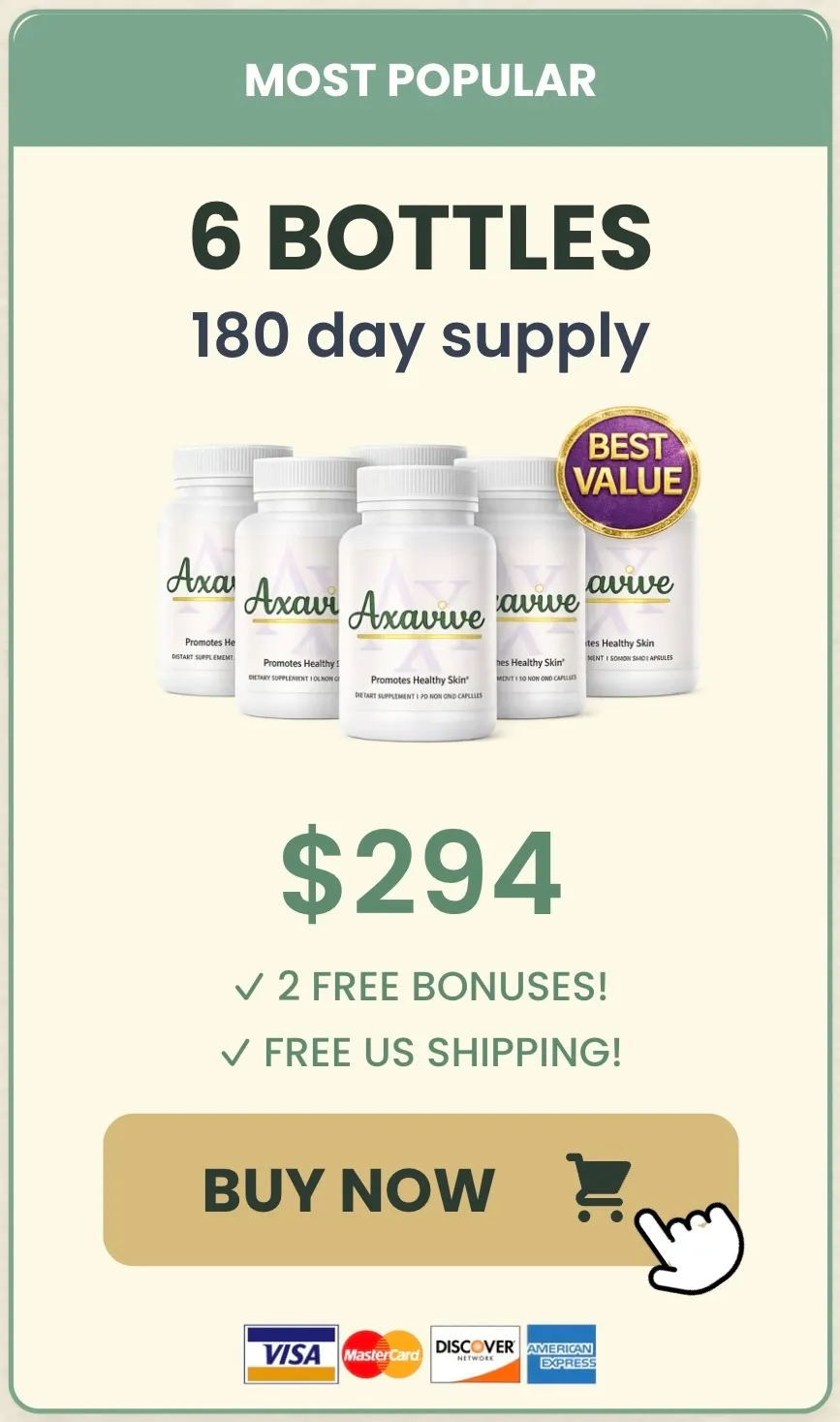 Axavive 6 bottles, 180-day supply - best value, FREE shipping, 2 FREE bonuses